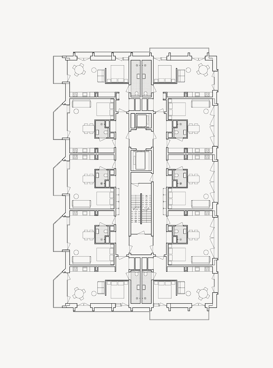 Plattegrond<br>standaard verdieping met indeling